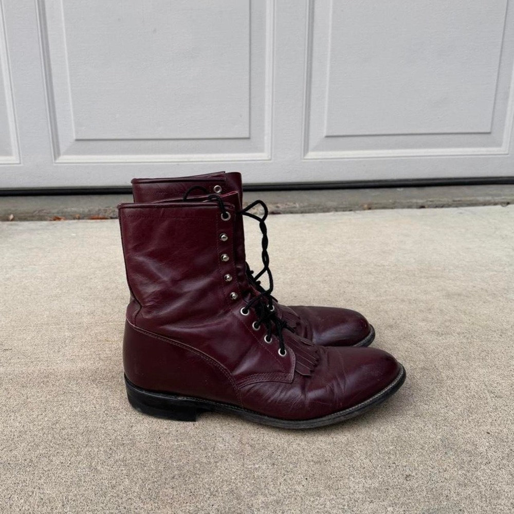 RED VINTAGE JUSTIN MADE IN USA LEATHER WESTERN BOOTS